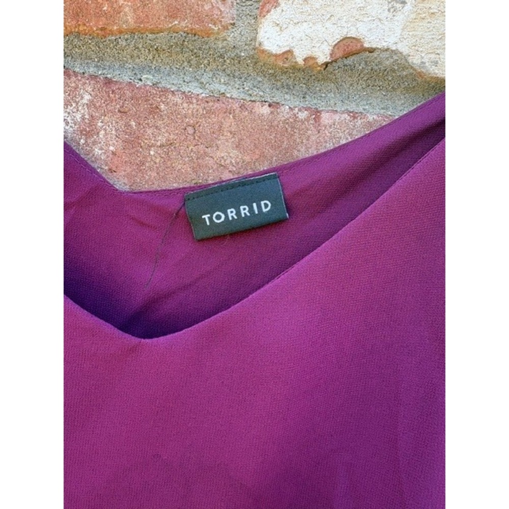 Torrid Women Plum Purple Cold Shoulder Chiffon Cami‎ Top Spaghetti Strap 2X - Picture 3 of 6